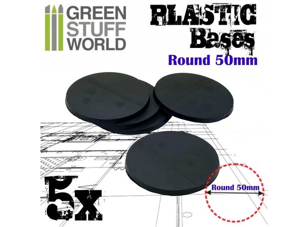 Plastbas Svart Round - 50mm (5 st) Green Stuff World 