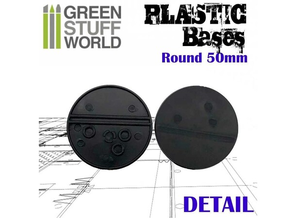 Plastbaser Svart Round - 50mm (5 stk) Green Stuff World 