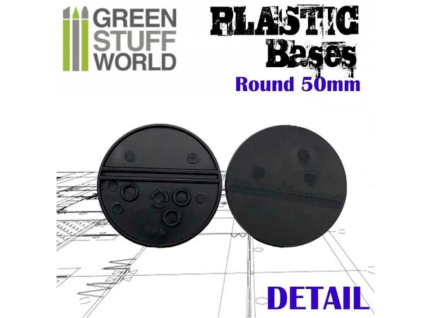 Plastbaser Svart Round - 50mm (5 stk) Green Stuff World