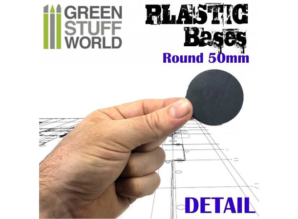 Plastbaser Svart Round - 50mm (5 stk) Green Stuff World