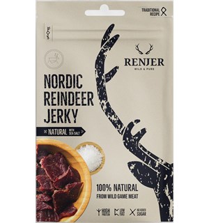 Renjer Raindeer Jerky med havsalt 25g Tørket Reinsdyrkjøtt snacks 