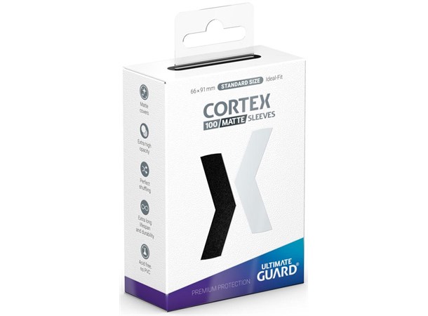 Sleeves Cortex Svart MATTE x100 - 66x91 Ultimate Guard Standard Size