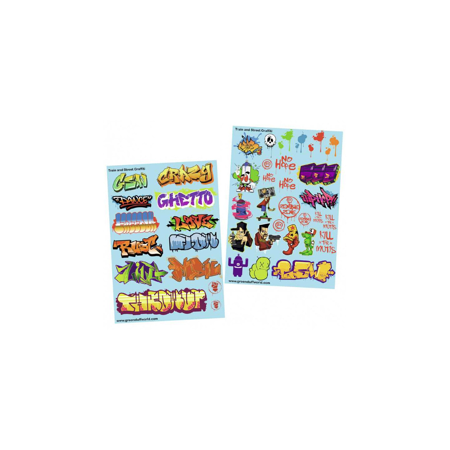 Waterslide Decals - Train & Graffiti Mix Green Stuff World