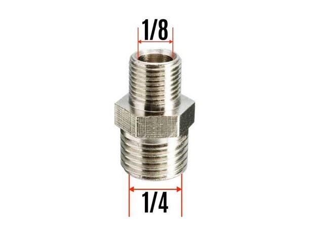 Airbrush Adapter 1/4"male til 1/8" male 1/8" PT x 1/4" PS 