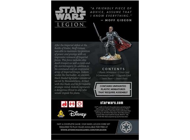 Star Wars Legion Moff Gideon Exp Utvidelse til Star Wars Legion