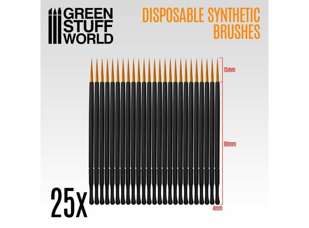Syntetiska engångsborstar (25 st) Green Stuff World 
