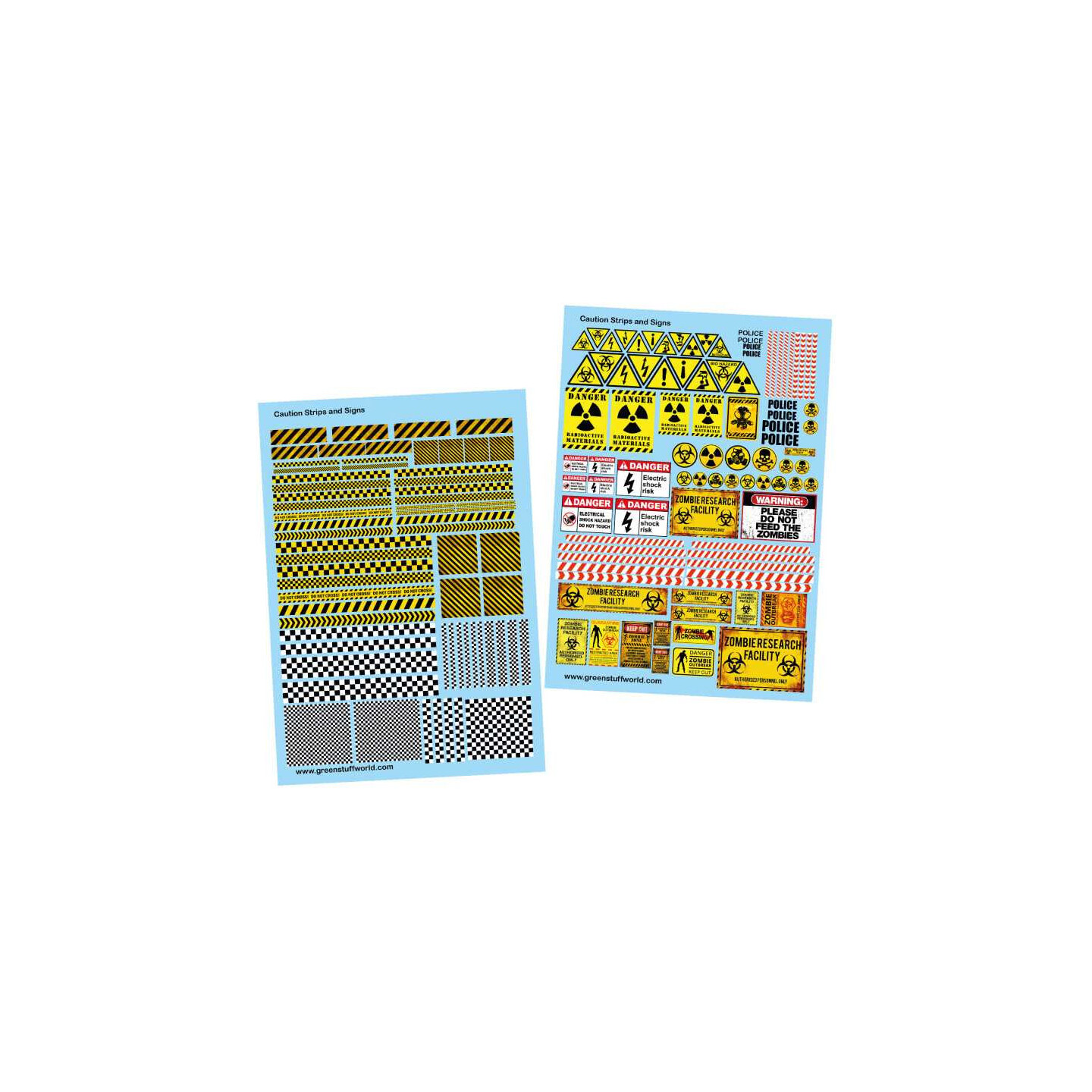 Waterslide Decals - Caution Strips/Signs Green Stuff World