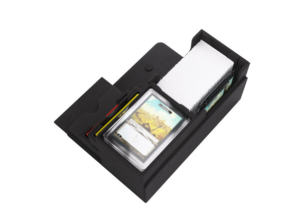 Gamegenic The Academic 133+ XL Premium Deck Box - Double-Sleeved Card Storage, Card Game Protector, Holds Up to 122 Cards Plus Game Accessories, Black/Purple Color Gamegenic The Academic 133+ XL Premium Deck Box - Double-Sleeved Card Storage, Card Game Protector, Holds Up to 122 Cards Plus Game Accessories, Black/Purple Color