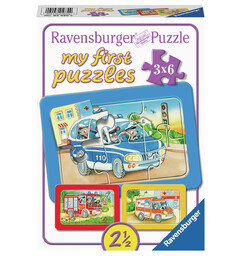 Dyr i aksjon Puslespill 3x6 biter Ravensburger My First Puzzles