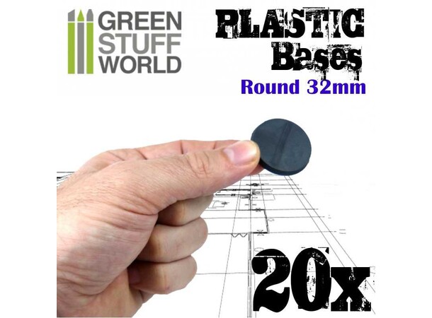 Plastbaser Svart Round - 32mm (20 stk) Green Stuff World