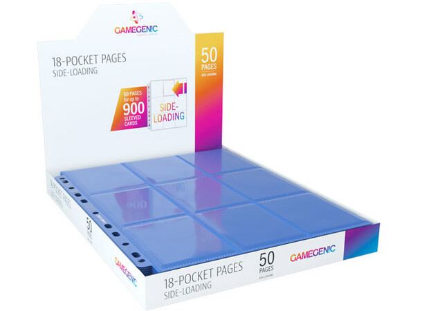Plastficka 18-Pocket Side Load Blå x50 Gamegenic - Passar Double Sleeve 