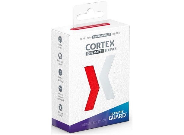 Sleeves Cortex Rød MATTE x100 - 66x91 Ultimate Guard Standard Size 