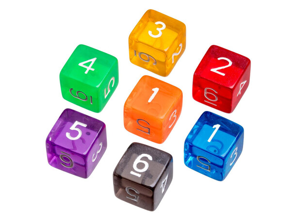 Tärning D6 med tal - 50st assorterad 