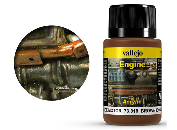 Vallejo Engine Brown Engine Soot - 40ml Weathering Effects - Acrylic