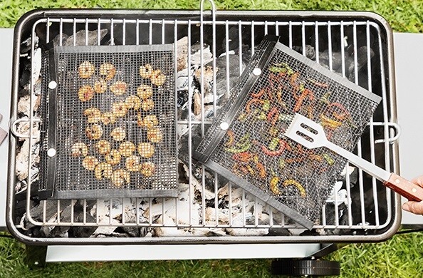 Teflon Grillposer 2stk - 24x28cm Perfekt til Grønnsaker og mindre ting