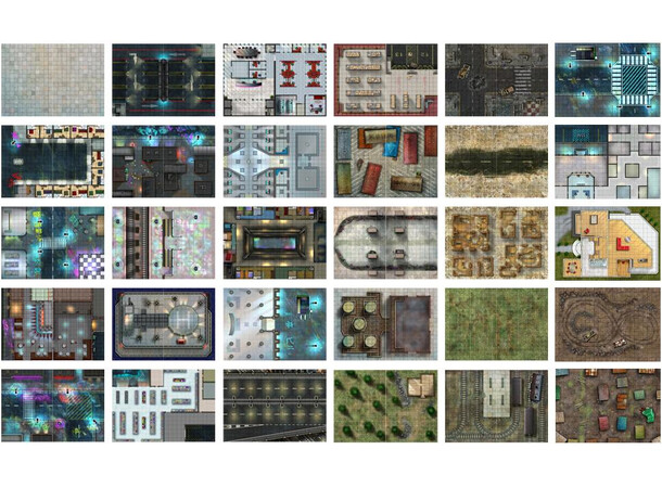 Book of Battlemats GIANT Cyberpunk Spiralbunden - 2,5 cm rutnät 