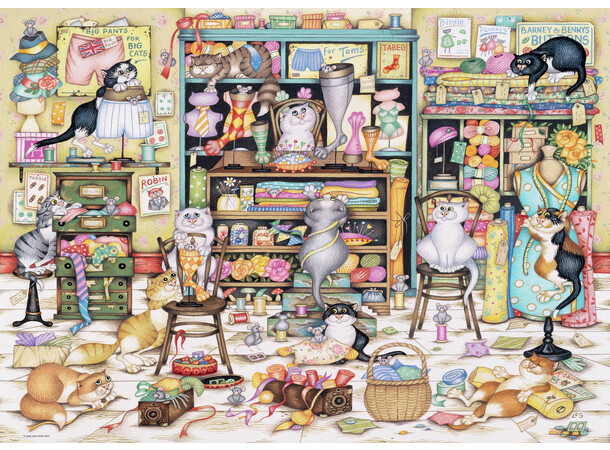 Crazy Cats Haberdashery 1000 bitar Pussel - Ravensburger Puzzle 