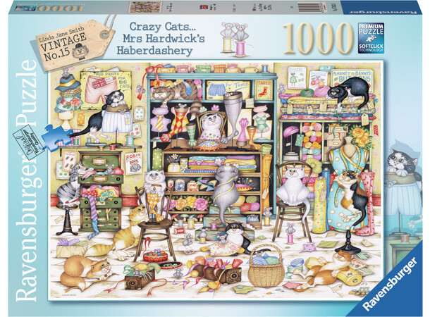 Crazy Cats Haberdashery 1000 bitar Pussel - Ravensburger Puzzle 
