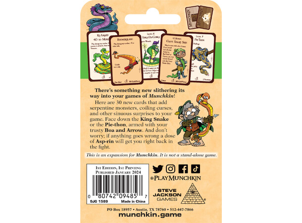 Munchkin Snakes Expansion Utvidelse til Munchkin 