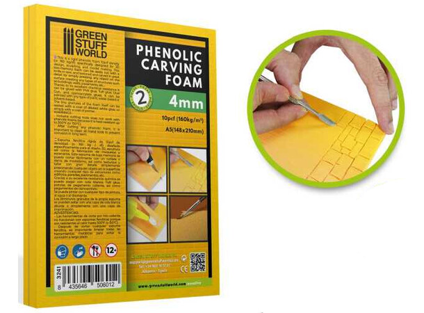 Phenolic Carving Foam 4mm - A5 (2 st) Green Stuff World 