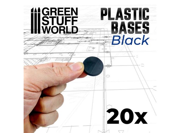 Plastbas Svart Round - 28.5mm (20 st) Green Stuff World 