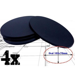 Plastbaser Svart Oval 105x70mm (4 stk)
