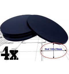 Plastbaser Svart Oval 105x70mm (4 stk)