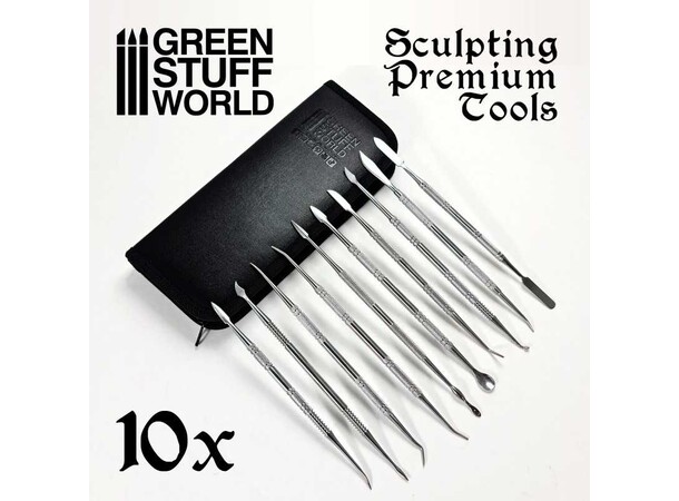 Premium Sculpting Tools 10st m/ fodral Greenstuff World 