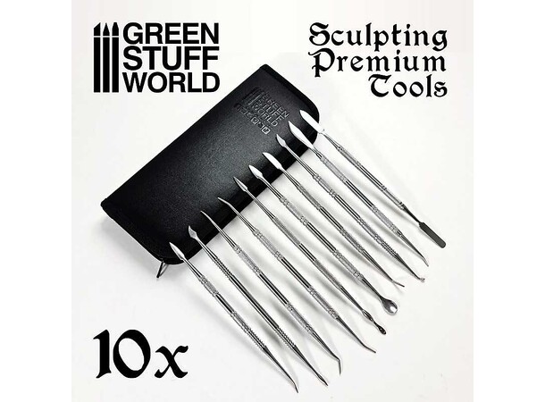 Premium Sculpting Tools 10stk m/læretui Greenstuff World