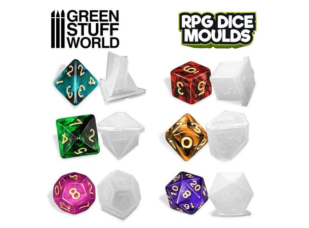 RPG Dice Moulds (6 stk) Green Stuff World