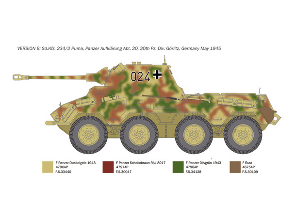 Sd.Kfz. 234/2 Puma Italeri 1:35 Byggesett 