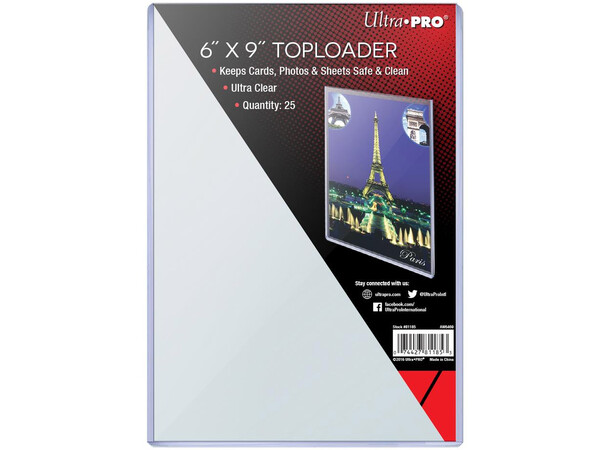 Toploader 6x9 för Oversize kort - 25 st Ultra Pro - 152,4 x 228,6 mm 