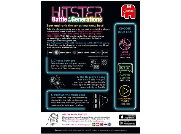 Hitster Battle of Generations Partyspill Norsk utgave 
