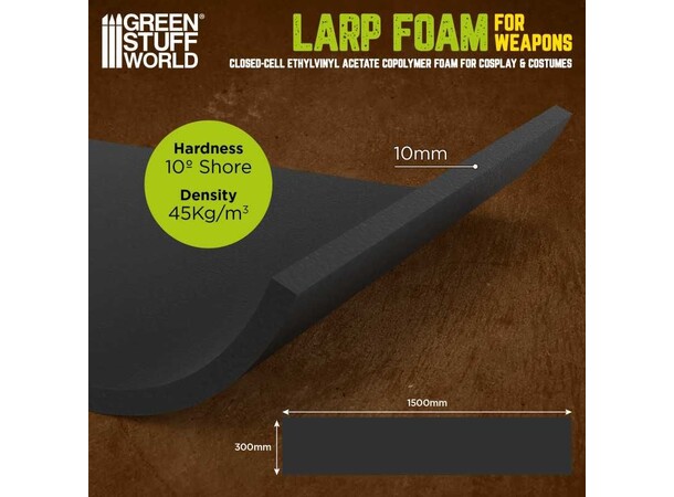 LARP Foam for Weapons - Black (Soft) Green Stuff World 