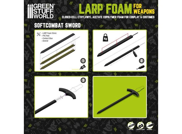 LARP Foam for Weapons - Black (Soft) Green Stuff World 