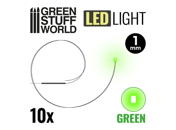 LED Light Green - 1mm (10 stk) Green Stuff World 