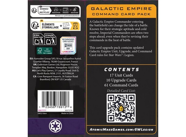 Star Wars Legion Galactic Command Cards Utvidelse til Star Wars Legion 