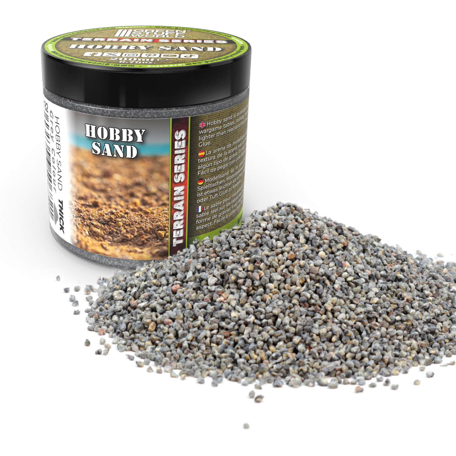 Thick Hobby Sand - Dark Grey 200ml Green Stuff World