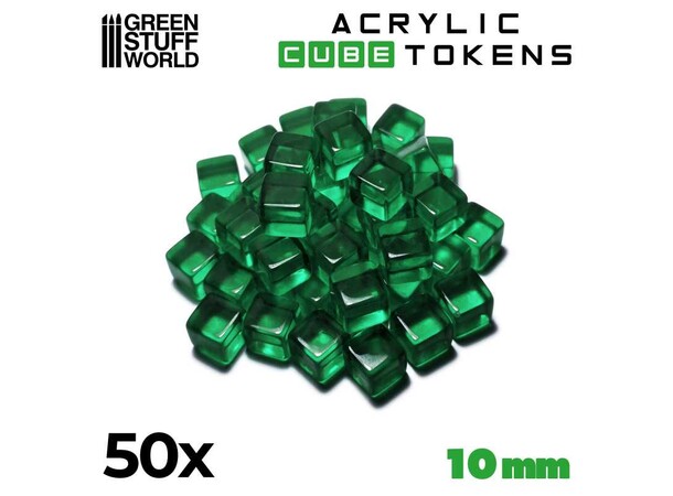 Acrylic Cube Tokens - Green Green Stuff World