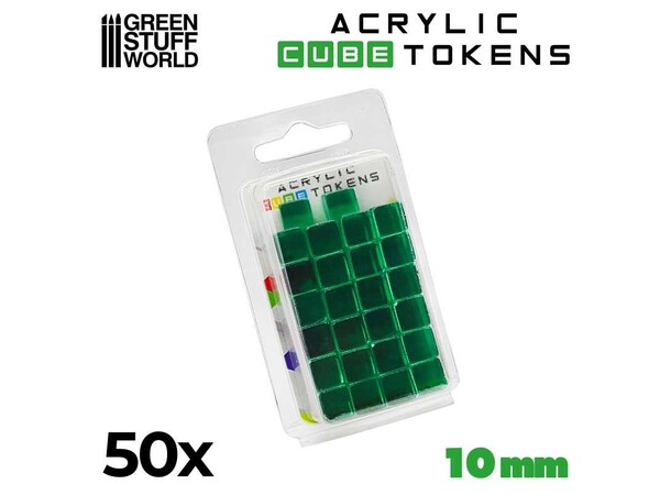 Acrylic Cube Tokens - Green Green Stuff World