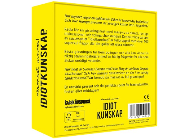 Idiotkunskap Närmast vinner Partyspel Svensk utgåva 