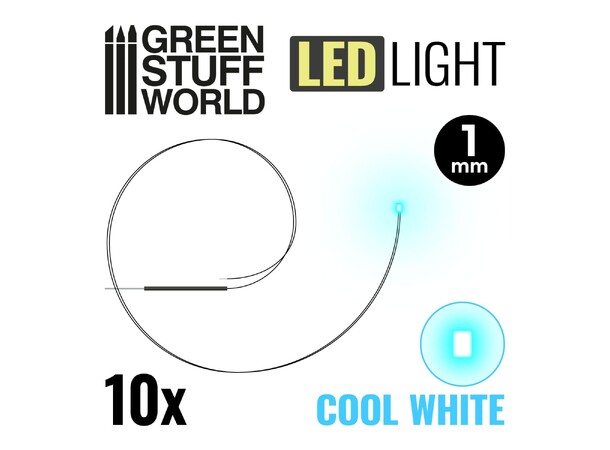 LED Light Cold White - 1mm (10 stk) Green Stuff World 