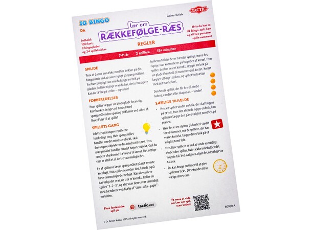 Lær om Rækkefølge Ræs IQ Bingo - DANSK 