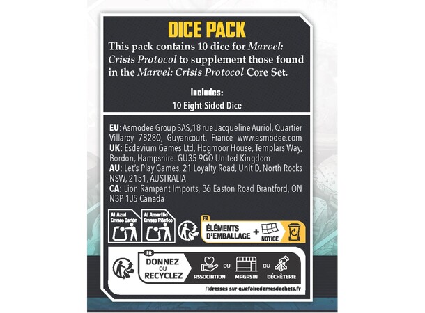 Marvel Crisis Protocol Dice Pack Ekstra terningsett - 10 terninger (2025) 