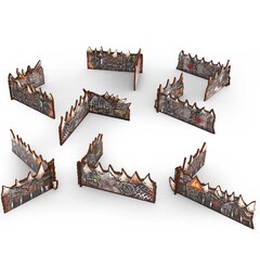 Matched Play Low Walls Orks - x8 Pre-Painted - Green Stuff World