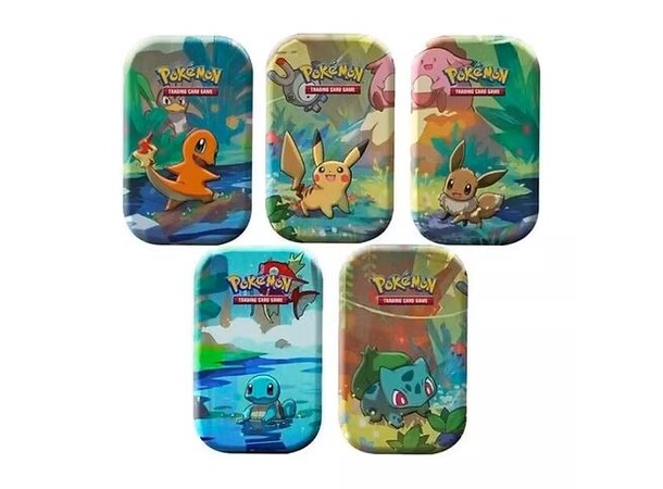 Pokemon Kanto Friends Mini Tin - 1 st LEVERERAS ASSORTERAD - 5 OLIKA DESIGN 