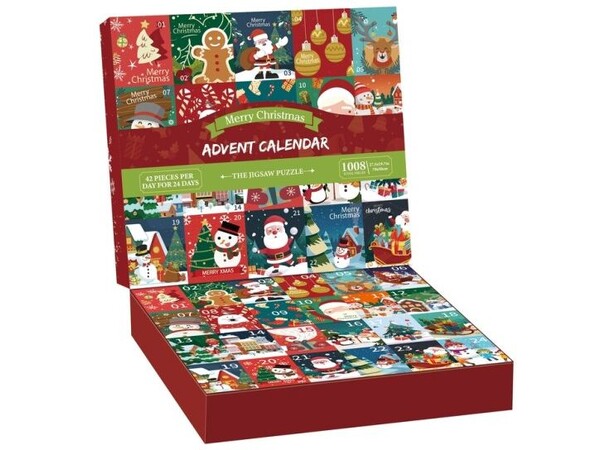 Puslespill Julekalender 24 Motiver Advent Calendar - 1008 biter 
