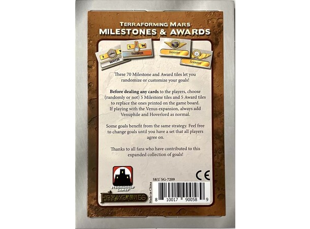 Terraforming Mars Milestones/Awards Exp Utvidelse til Terraforming Mars 