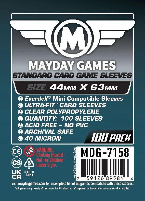 Brettspill Kortbeskyttere 100 stk 44x63 Mayday Everdell Mini