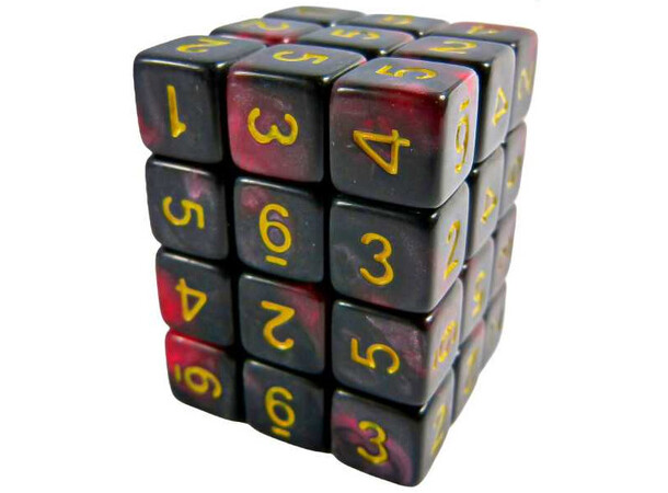 D6 12mm Dice Red Swirl - 36 stk Green Stuff World 